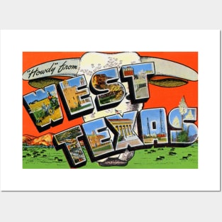 Howdy from West Texas - Vintage Large Letter Postcard Posters and Art